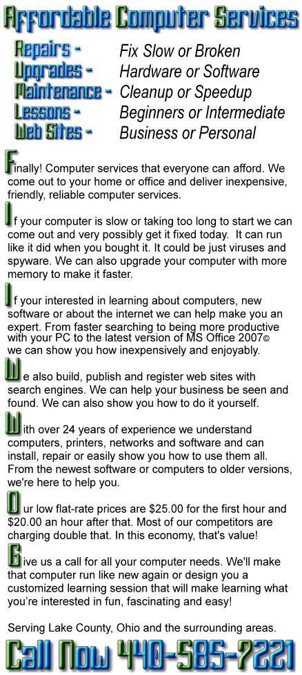 Computer Repairs and Lessons